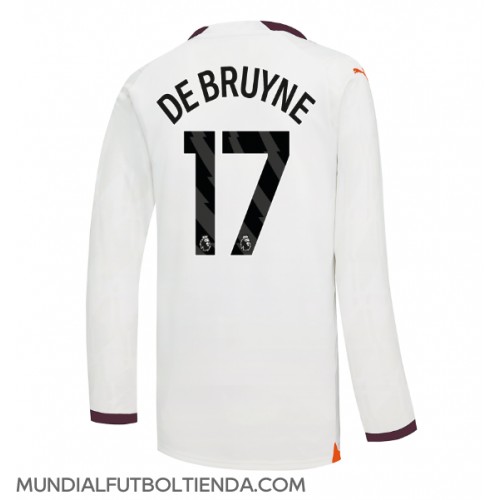 Camiseta Manchester City Kevin De Bruyne #17 Segunda Equipación Replica 2023-24 mangas largas